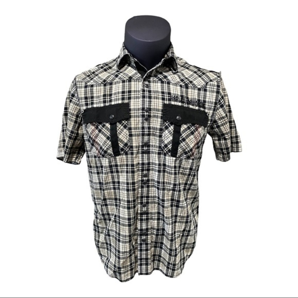 Harley Davidson Men’s Cotton Plaid Short Sleeve Shirt - Size M